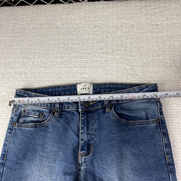 Womens Jeans N89 Obey Propaganda Stretch Blue Sz 28 Tight Straight Leg - Picture 9 of 16